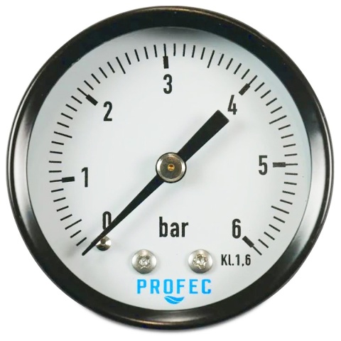 Manometr 0 - 6bar 50mm, suchy, tylny, GZ1/4" Manometr 0 - 6bar 50mm, suchy, tylny, GZ1/4"